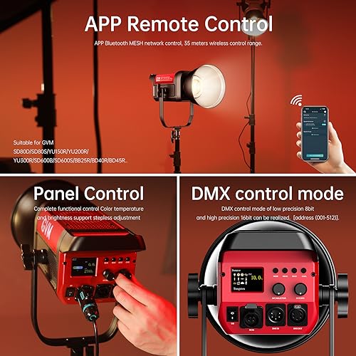 Image of GVM 300W Photography Lighting Bi-Color Video Light with Bowens Mount Lantern Softbox and Stand CRI 97+ CCT 2700K~6800K 12 Lighting Scenes App Control Studio Lights for Photography