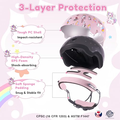 Image of Toddler Bike Helmet with Gloves and Backpack Set, 3 Sizes for Baby Infant to Kids Ages 1-3 3-5 5-8+, Adjustable Boys Girls Bike Helmet for Bicycle /Scooter /Skateboard /Roller Skate
