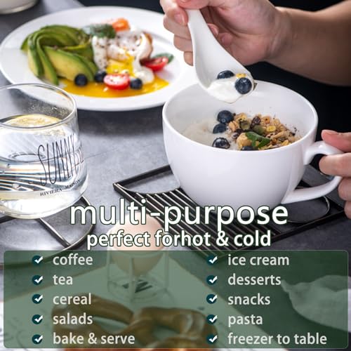 Chulan C3-4 22 Oz Large Bone China Cereal Mug Set Of 4, Oversize White Ceramic Latte Mugs, Jumbo Soup Mugs Coffee Cups thumb #4