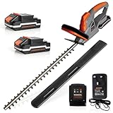 Terratek Cordless Hedge Trimmer 20V 1HR Fast Charge 51cm (510mm) Cutting Length, Hedge Trimmer Cordless Hedge Cutter with 2x Batteries and Charger Included