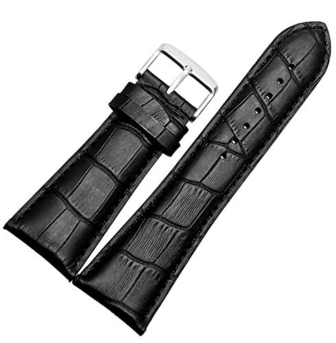 Uhrenarmband 28mm Schwarz Herren Alligator Echtes Leder Uhrenarmband Armbänder Schwarz, 28mm