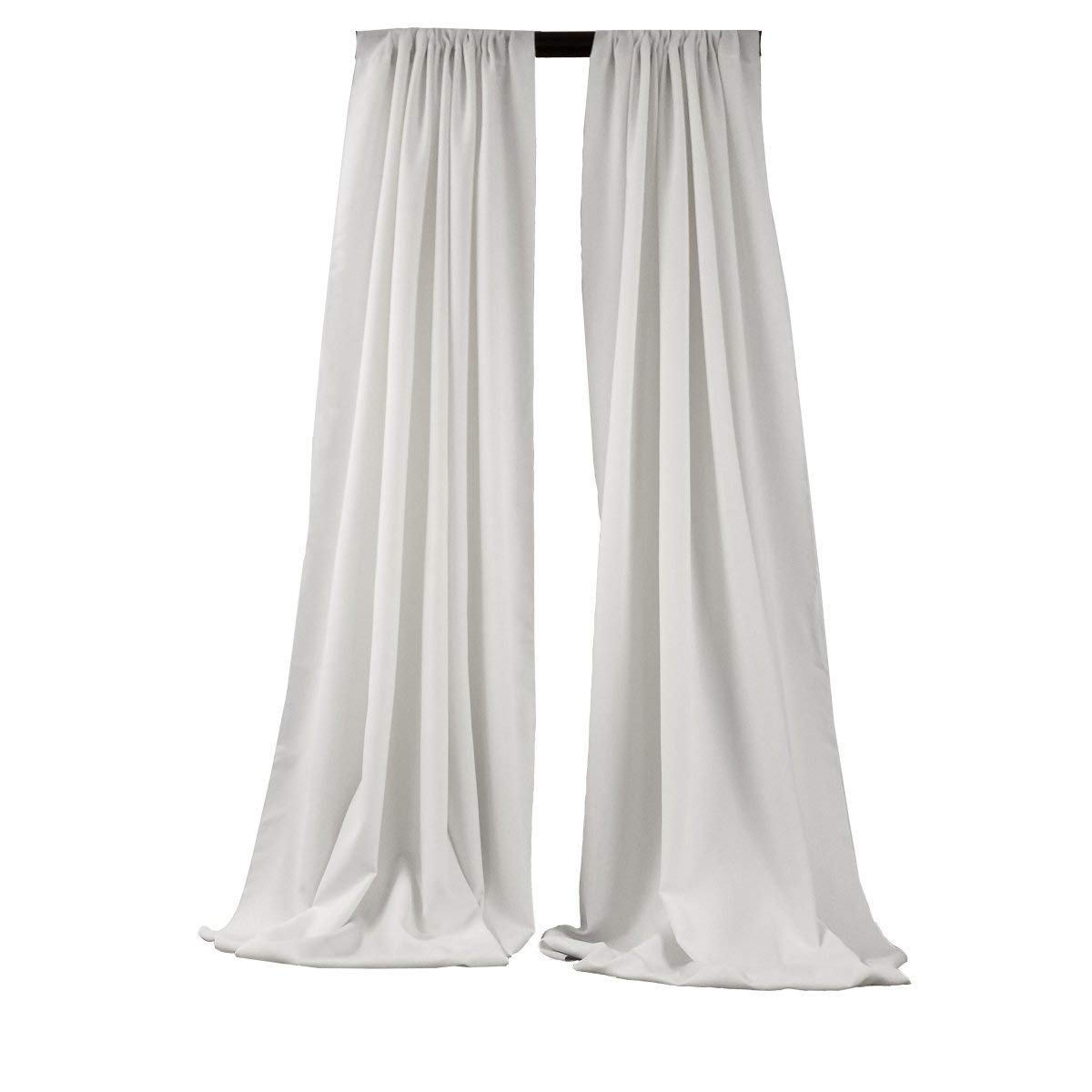 New Creations Fabric & Foam Inc, 5 Feet Wide by 10 Feet High Polyester Poplin Backdrop/Drape Curtain with 4" Rod Pocket on top, 1 Pair (White)