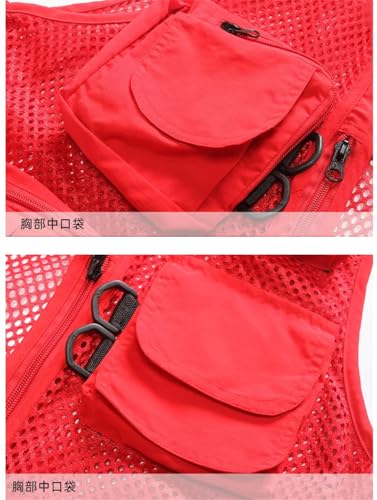 Men's Outdoor Hiking Fishing Vest Breathable Multi-Pocket Work Wear Mesh Reflective Strip Fishing Vest4