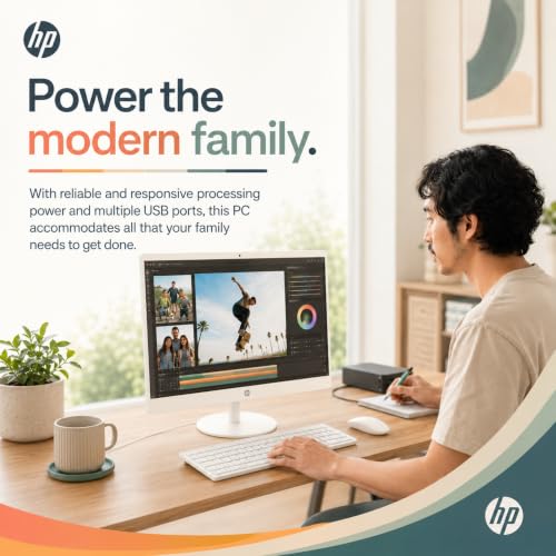 Image of HP 22 inch All-in-One Desktop Computer, 16GB DDR5 RAM, 640GB Storage