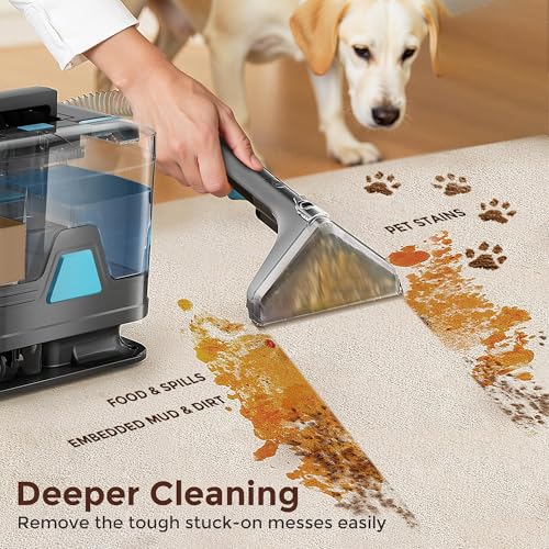 Image of DEVOAC C8 Portable Carpet Upholstery Spot Cleaner Machine with Versatile Tools, Self-Cleaning, Powerful Suction, Pet Stain Remover, Car and Auto Detailer (Cyan)