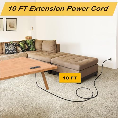 Toma de corriente empotrada para escritorio, 2 unidades, con 2 enchufes y 2 puertos USB, cable de extensión de 10 pies, certificado ETL miniatura 4