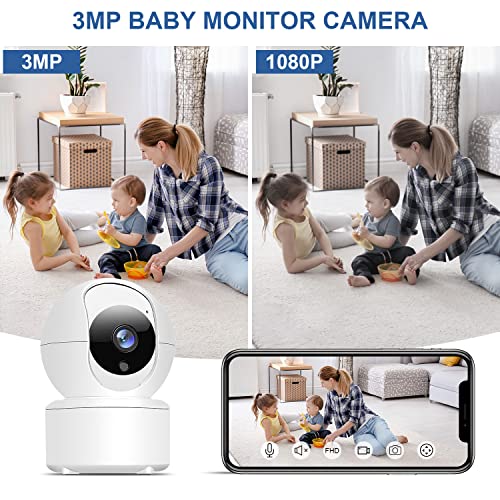 EBUYFIRE 2K(3MP) Caméra Surveillance WiFi intérieure Caméra 360° Connectée Smartphone, Vision Nocturne, Notifications en Temps réel, Détection de Personne, Suivi de Mouvement pour Bébé/Animaux – Image 3