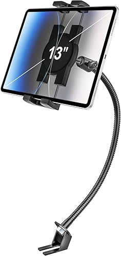 Soporte para tablet con riel de asiento de automóvil para camión, cuello de cisne resistente para asiento delantero del pasajero, brazo de metal