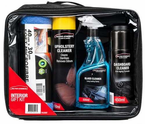 Auto Choice Interior Detailing Kit PMGKINT Upholstery Glass Dashboard & Leather Cleaner Set with 6 Microfibre Towels & Storage Bag