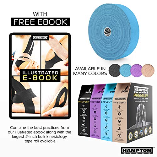 Image of Hampton Adams | As Seen on Shark Tank | Original Kinesiology Tape | 135ft Uncut Bulk Roll | Supports & Protects Muscle Wrist Knee Shoulder Back Plantar Fasciitis | Waterproof Hypoallergenic (Blue)