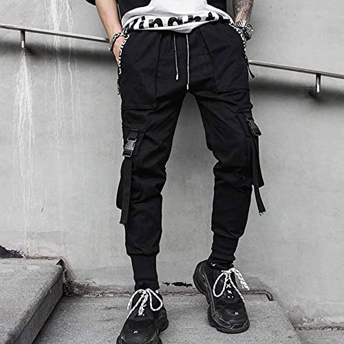 Xyxiongmao Men's Jogger Pants Techwear Hip Hop Harem Pants Streetwear Tactical Track Pants (Black, S) #TOP3