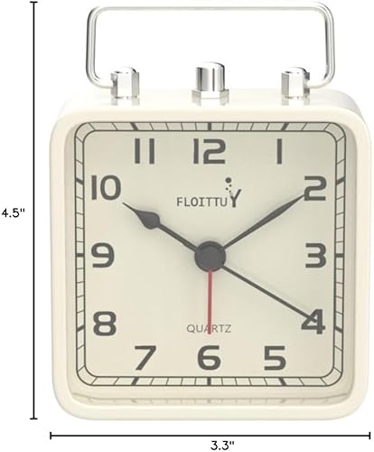 Miniatura 8 de Reloj despertador cuadrado de metal, silencioso, sin tictac, funciona con pilas, luz nocturna y reloj de escritorio para dormitorio, viajes, niños,