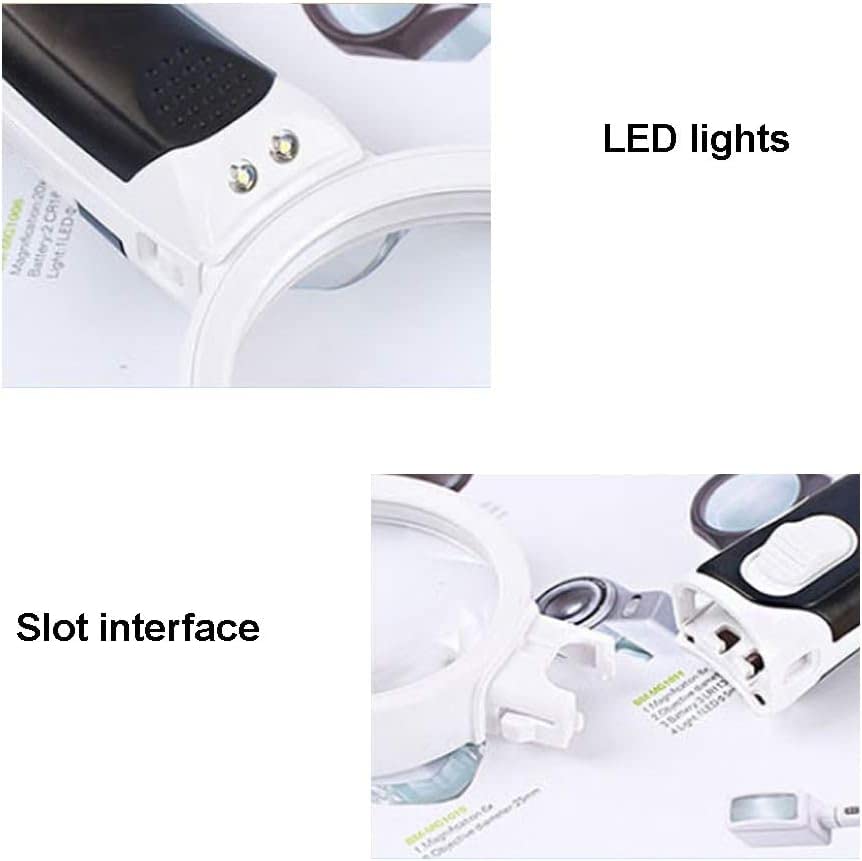 Lupas de Mano Lupa iluminada para Lectura con 3 Lentes Intercambiables 2.5X 5X 16X para Personas Mayores y niños Joyería Pasatiempos Matrimonio