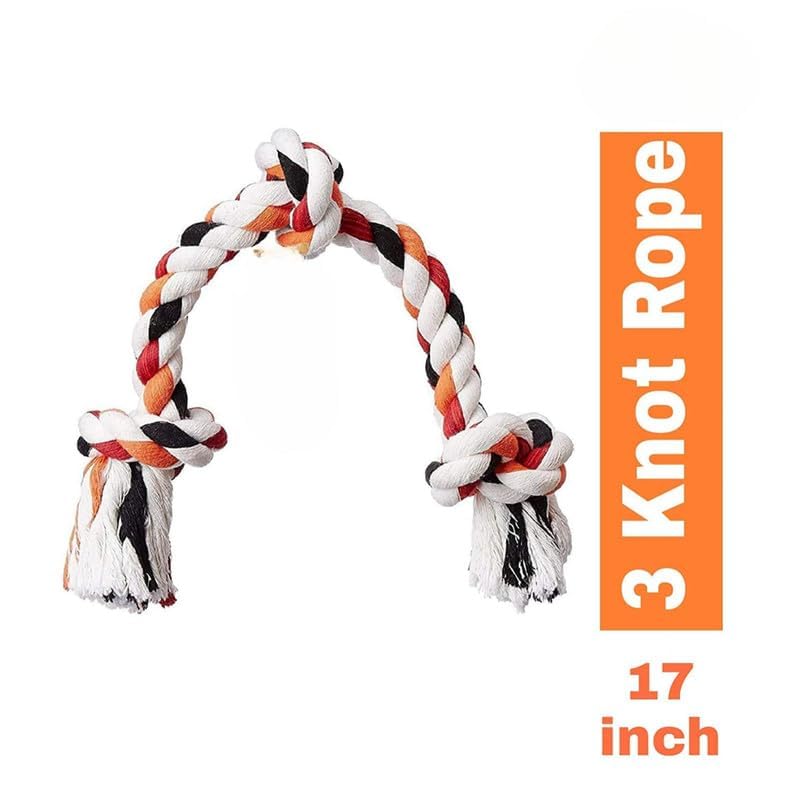 Image of Dog Rope Toys for Large and Medium Aggressive Chewers | Tough Natural Cotton Chew Tug Rope with Easy-Hold Handle | Indestructible Dog Chew Toy for Dogs