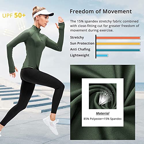 TERODACO Womens Long Sleeve Running Top Half Zip UPF 50+ Gym Hiking Workout Base Layer Women Sports Tops with Thumb Holes Breathable Quick Dry Lightweight - Image 5