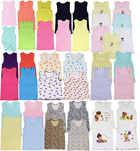 Image of ToBeInStyle Girl's 4 Pack 100% Cotton Ruffle Hem Tank Tops Super Soft Undershirts