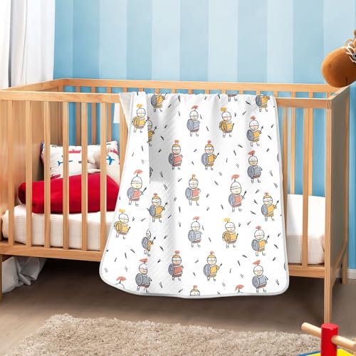 Image of vvfelixl Baby Swaddle Blanket for Boys Girls Simple Trojan Soldiers Baby Blanket for Newborn Nursery Blanket for Crib Stroller 30x40 in