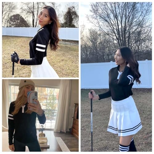 Soneven Women's Golf Polo Shirts - Moisture Wicking Long Sleeve Collared V-Neck2