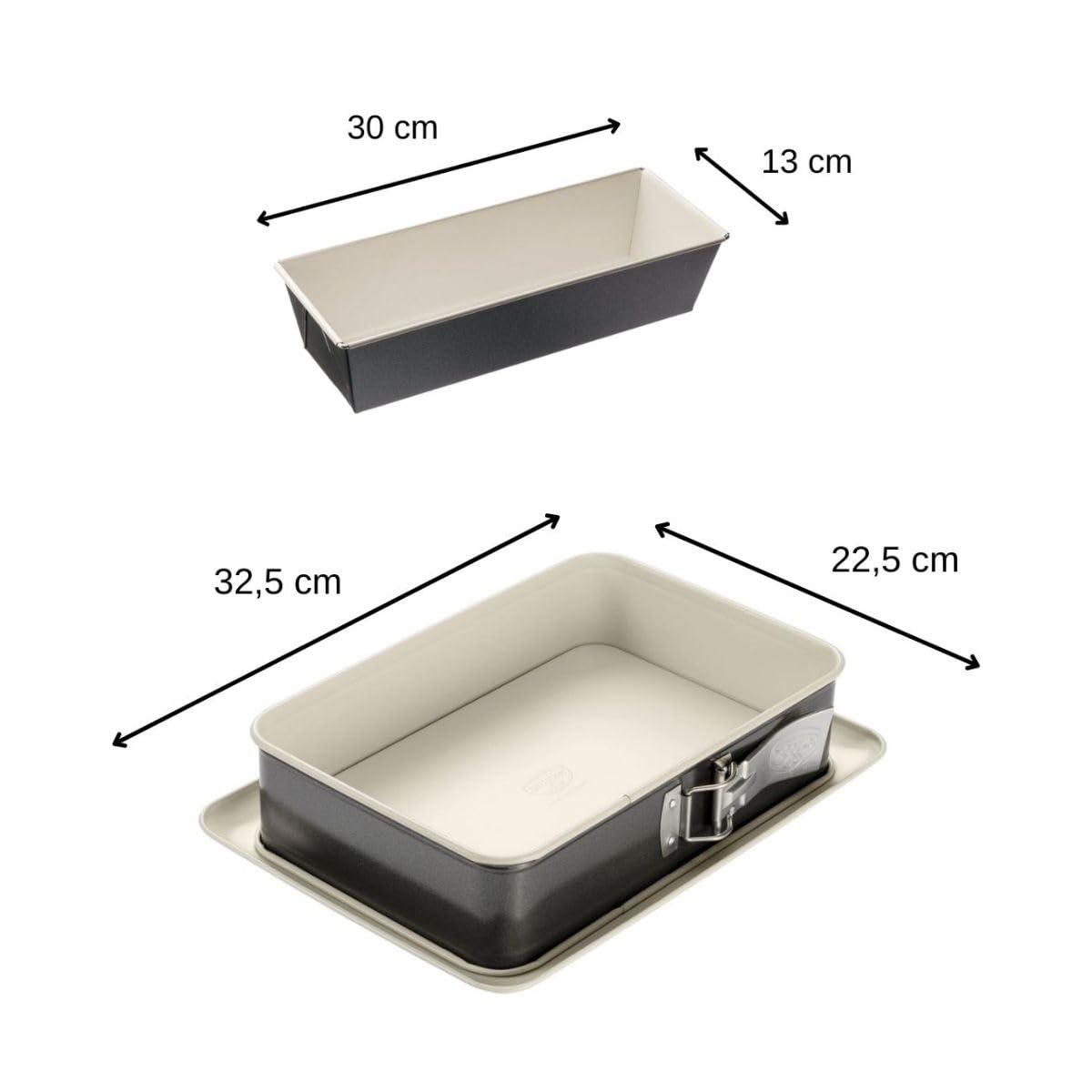 Dr. Oetker 9928850 Zestaw 2 foremek do ciasta, forma do ciasta, prostokątna forma do ciasta, forma ceramiczna, stal, ceramika, 30 x 13 x 7,5 cm i 28 x 18 x 7 cm