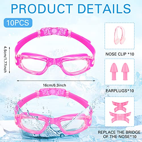 Treela 10 Pcs Swimming Goggles for Adults Pool Goggles Swim Glasses Bulk Multipack Anti Fog Silicone No Leaking(Vivid Style)