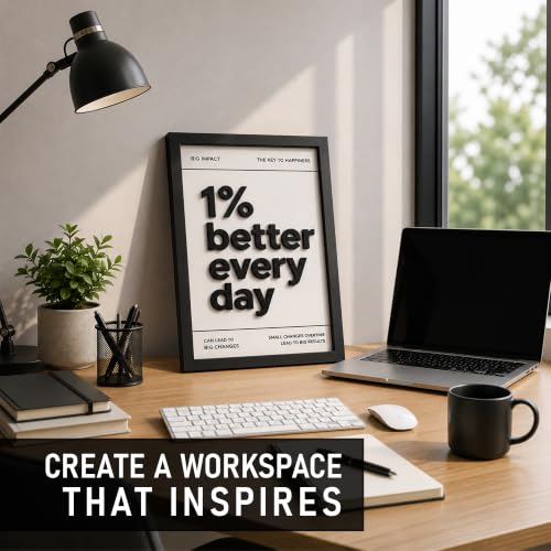 Image of CodersParadise 1% Better Every Day 3D Motivational Wall Art Frame, Inspirational Quote Decor for Home, Office, Study Room & Workspace, Modern Typography Wall Hanging Gift