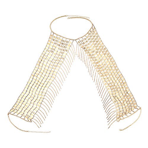 Ingemark Sexy Harness Waist Bikini Chain Bra Body Chain Shoulder Necklace For Women Gold Silver Sequin (Golden) #TOP3