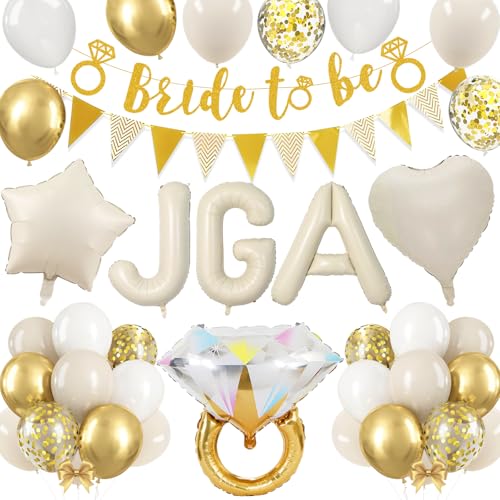 Jga Deko Frauen, Cremeweiß Bride to Be Deko Jga Set mit Jga Luftballons und Bride to Be Girlande, Junggesellenabschied Frauen Deko, Jga Ballons für Verlobung,Bachelorette,Jahrestag,Hochzeit Party Deko