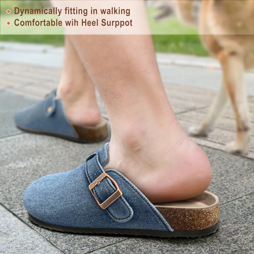 Image of KEMISANT Men Clogs-Comfortable Suede Mules Slippers Sandals Nurse Potato Shoes Unisex-Cushioned Cork-Footbed