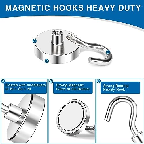 Image of LOVIMAG Magnetic Hooks, Cruise Essentials 2026, 25 Pack-85LBS | Heavy Duty Strong Magnet Hook for Cruise Cabin, Refrigerator Fridge, Ship, Classroom, Kitchen Grills, Silver
