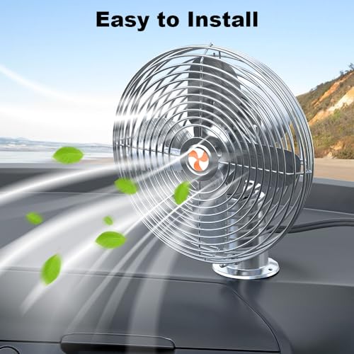 Heavy Duty 12V 6" All-Metal 2-Speed Fan, RV, Truck & Car Cigarette Lighter Cooling Fan, Circulates Air (6FT Cord)