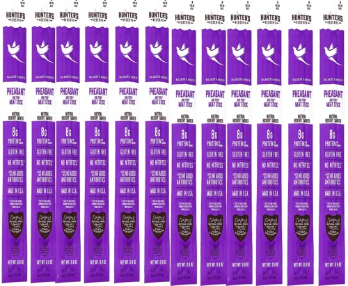 12 Count - Hunter's Reserve - PKM - Exotic Meat Trail Sticks - 6 Count - Adventure You Can Taste - Wild Game Exotic Jerky Meat Sticks (Pheasant)