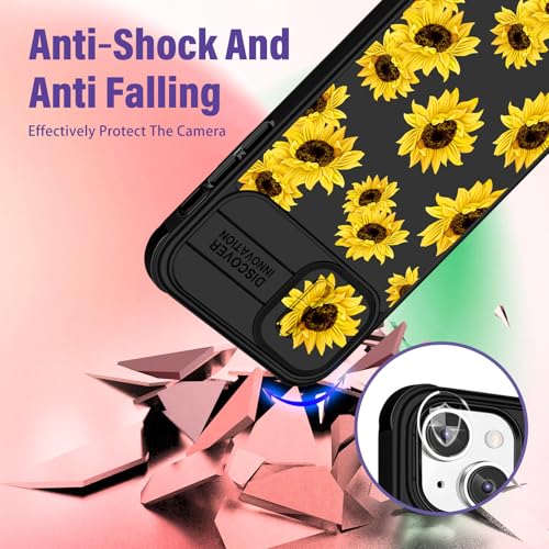 Image of Funermei (2in1 for iPhone 14 Plus Phone Case for Women Sunflower Cute Girls Cover Floral Flowers Girly Pretty Aesthetic Sun Flower Design with Camera Cover Funda for Apple for iPhone 14 Plus Case