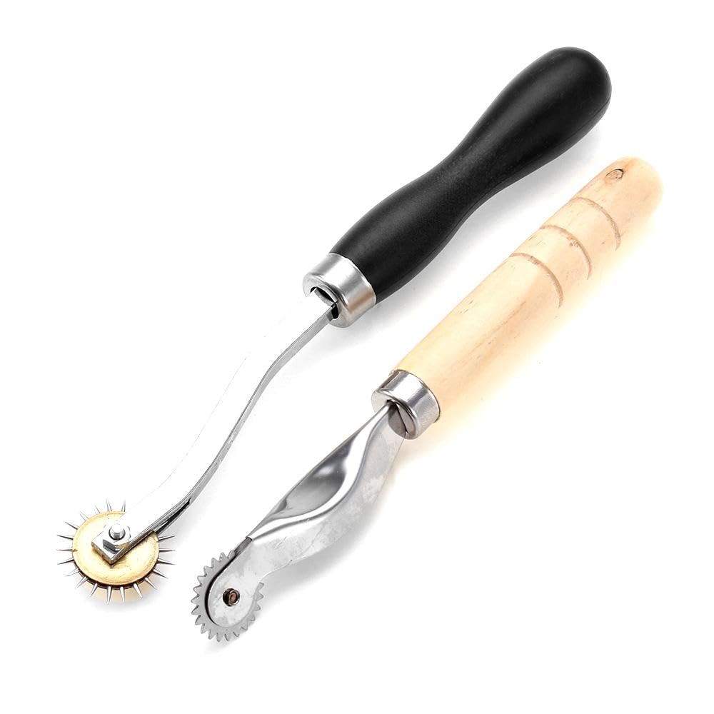 Groover - Kit de costura de cuero de 48 piezas, punzón de rueda de trazado, agujas de punzón de costura, hilo de cera, herramientas prácticas de artesanía de cuero para principiantes