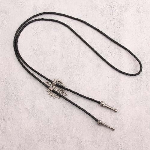 Image of Jeilwiy Bolo Tie for Men Western Cowboy Tie Necklace Gold Bolo Tie Leather Necktie Halloween Tie Accessories for Women