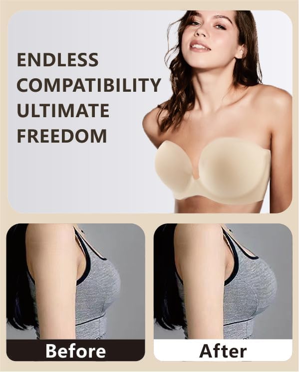 Backless Strapless Bra for Women, Adhesive Invisible Sticky Bra Push Up for Wedding Dress - Image 4
