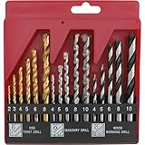 Hi-Spec Set d’Embouts et Forets 16 Pièces – Forets Métal, Mèches Bois, Forets Maçonnerie, ...