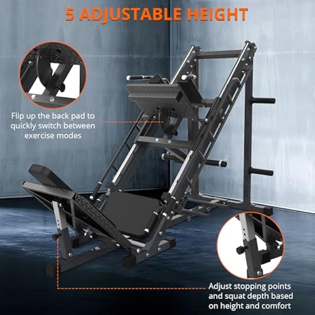 Leg Press Hack Squat Machine, Adjustable Leg Press Machine for Home Gym with Linear Bearing, Specialty Hack Squat Machine for Full Lower Body Workout with Weight Storage Posts