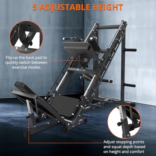Leg Press Hack Squat Machine, Adjustable Leg Press Machine for Home Gym with Linear Bearing, Specialty Hack Squat Machine for Full Lower Body Workout with Weight Storage Posts