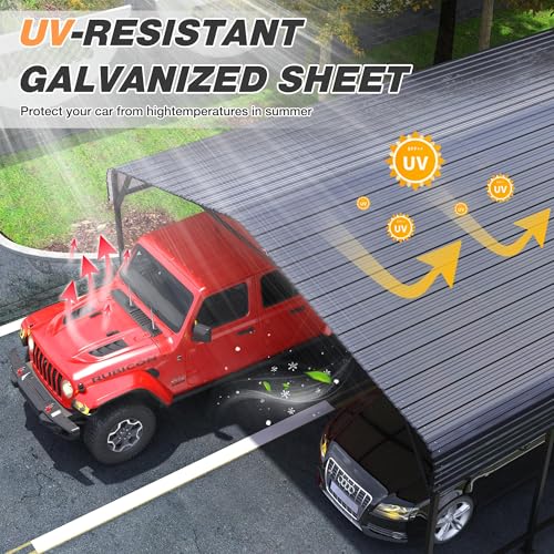 Image of AirWire 20x40 FT Metal Carport, Heavy Duty Car Port Canopy with Reinforced Base and Galvanized Steel Roof & Frame, 2 Car Garage Shelter for Car, Boats and Trucks