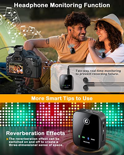 Image of GRENARO Wireless Microphone with Noise Cancellation, Wireless Mic for for Youtubers, 165ft Transmission, System Compatible with DSLR Cameras /iPhone /Android /Live Streaming(S9)