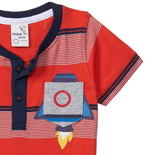 Image of Max Boy's Striped Henley Neck Regular Fit T-Shirt