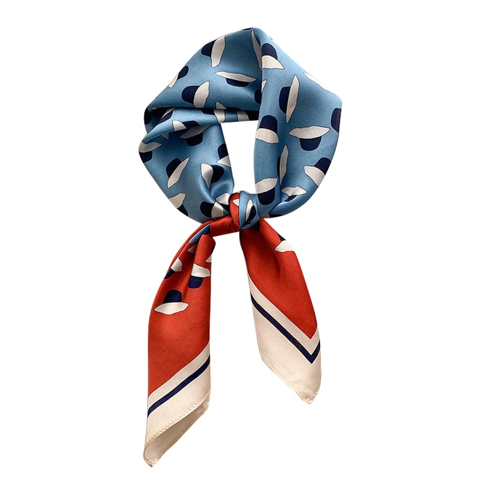 MEISEE 100% Pure Mulberry Silk Square Scarf 27in Blue + Orange