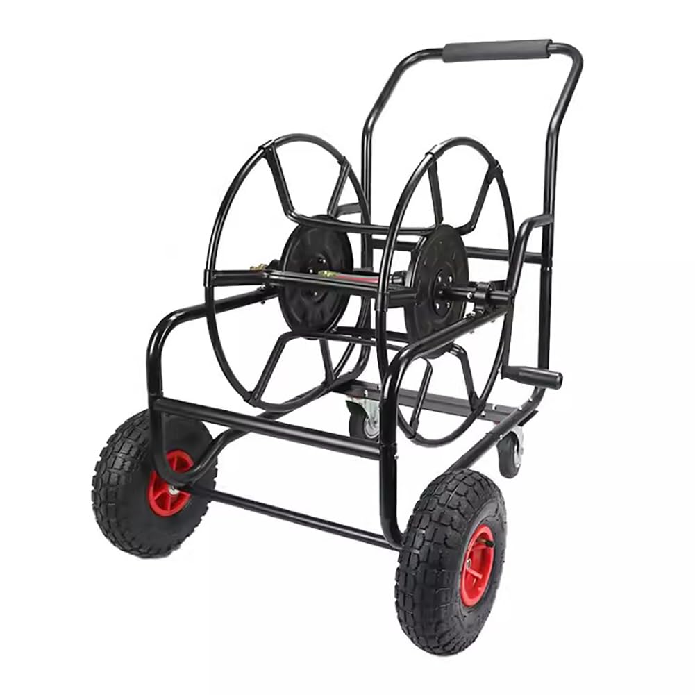 Carro Con Carrete De Manguera Vacío, Con Capacidad Para Manguera De 100 M (Sin Incluir La Manguera), Accesorios De Riego, Con Conducto De Agua De 6 Puntos Y Adaptador Para Grifo