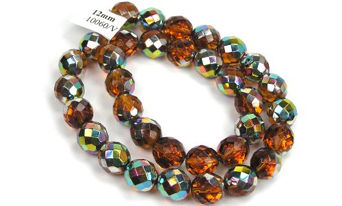6Mm (68 Beads) Topaz Vitrail Coated, Czech Fire Polished Round Faceted Glass Beads, 16 Inch Strand #TOP7