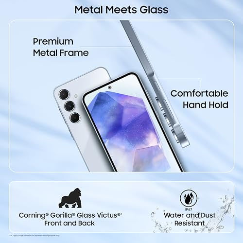 Samsung Galaxy A55 5G (Awesome Iceblue, 12GB RAM, 256GB Storage) | AI | Metal Frame | 50 MP Main Camera (OIS) | Super HDR Video| Nightography | IP67 | Corning Gorilla Glass Victus+ | sAMOLED Display - Image 5