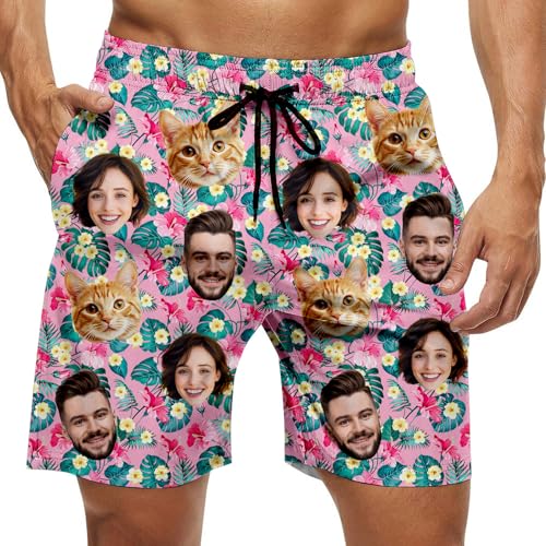 Custom Mens Swim Trunks with Face Personalized Swim Funny Trunks Design Pool Shorts Custom Hawaiian Beach Shorts2