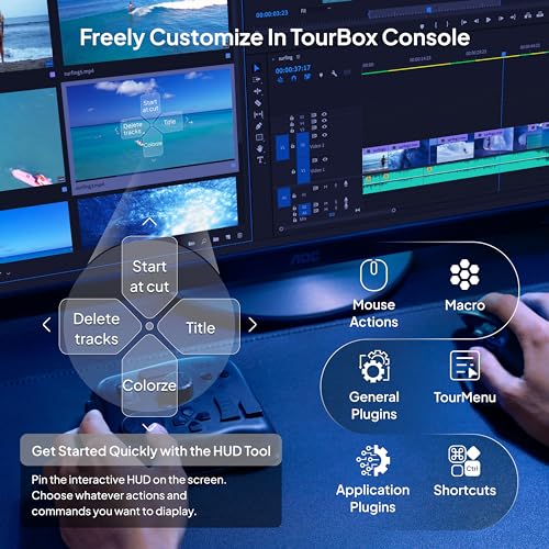 TourBox Elite - Bluetooth Video Editing Controller Color Grading Speed Editor, Intuitive Control, Upgrade Material, Professional Digital Creator Console with Custom Software, Mac/PC (Translucent Set)