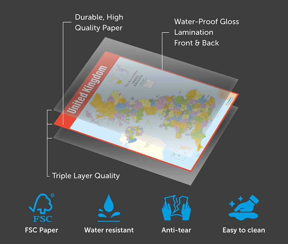 UK Map | Geography Posters | Laminated Gloss Paper measuring 33" x 23.5" | Geography Classroom Posters | Education Charts by Daydream Education - Image 4