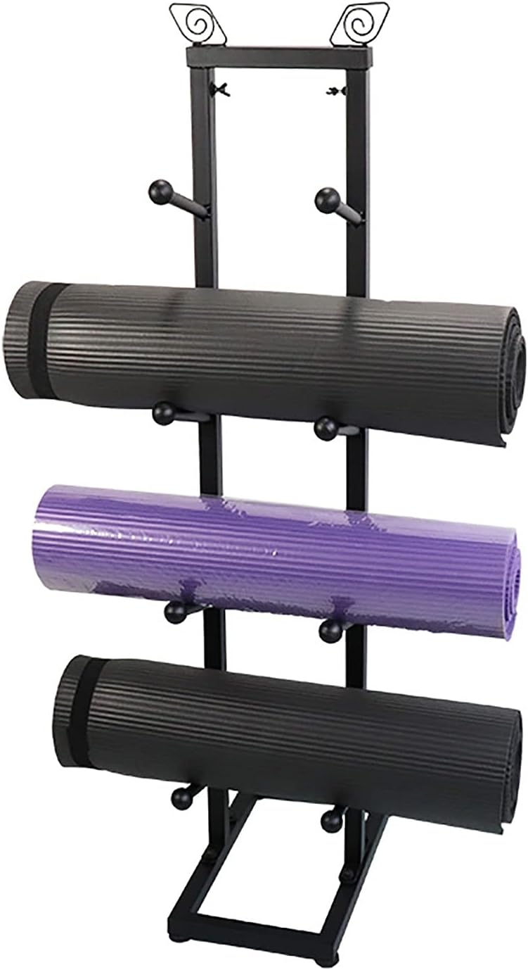 Snowboard Storage Rack，Floor Yoga Mat Storage Display Rack, Garage Gym 4-Tier Foam Roller Organizer Holder, Indoor Metal Yoga Mat Rack,Black