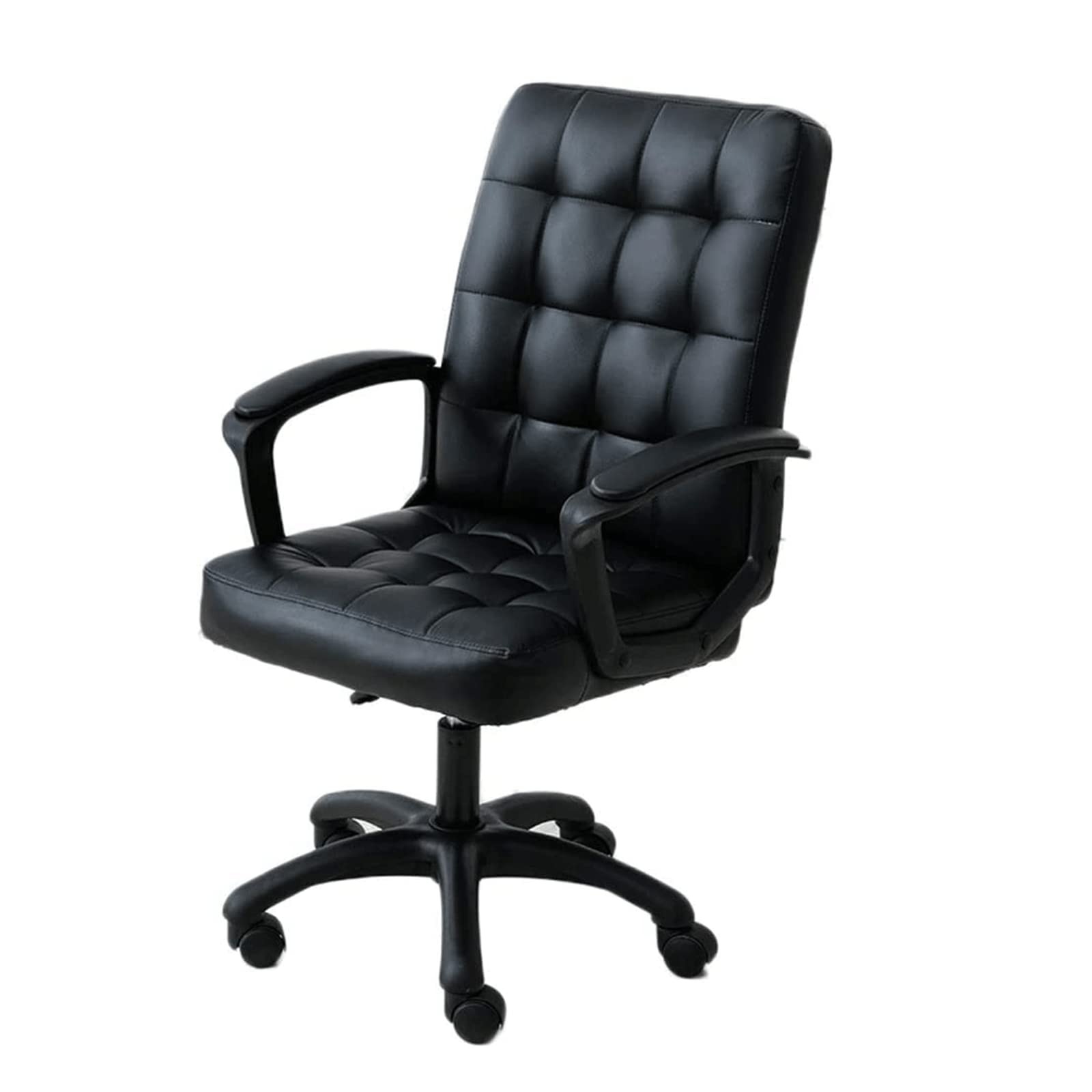 WDSOPK Ergonomic Leather Desk Chair with Adjustable Height and ° Rotation Ideal for Home Office Managerial Positions and Executive Use Features Firm Seat Cushion for Comfort(Black-A)